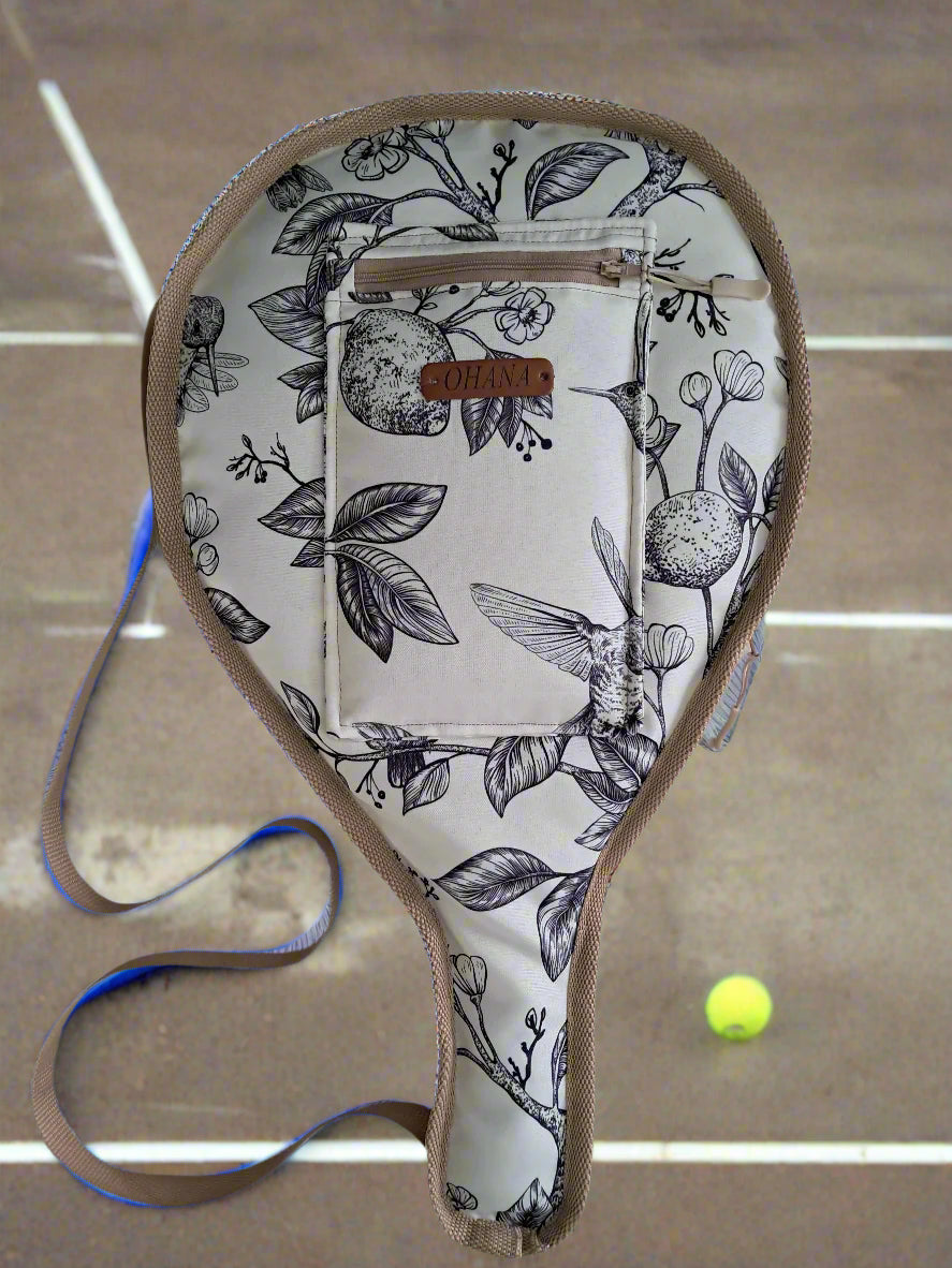 Floral-patterned padel bat cover